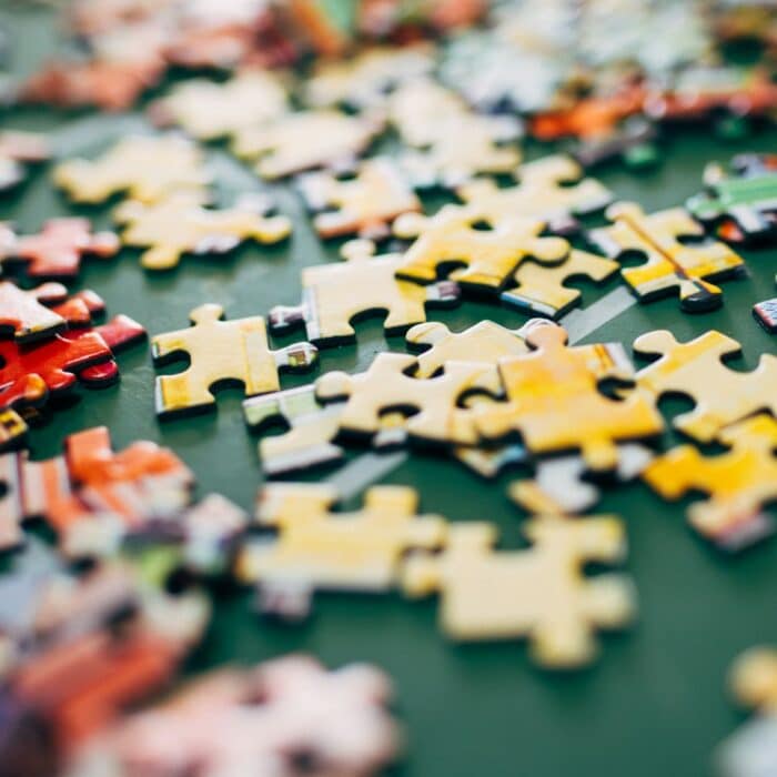 red white and gray jigsaw puzzle